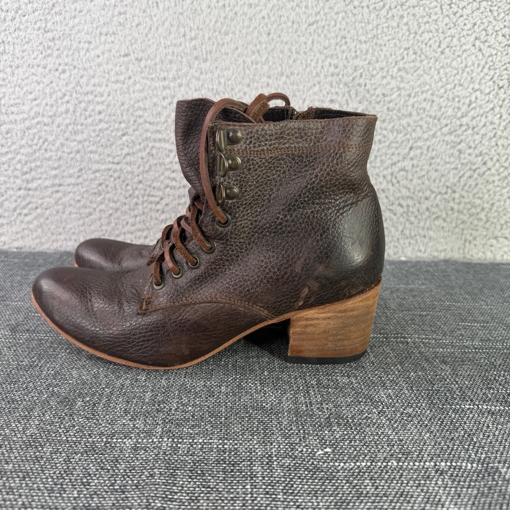 Freebird by Steven Nala‎ Boots Womens 6 Brown Leather Lace Up Heeled Ankle Zip